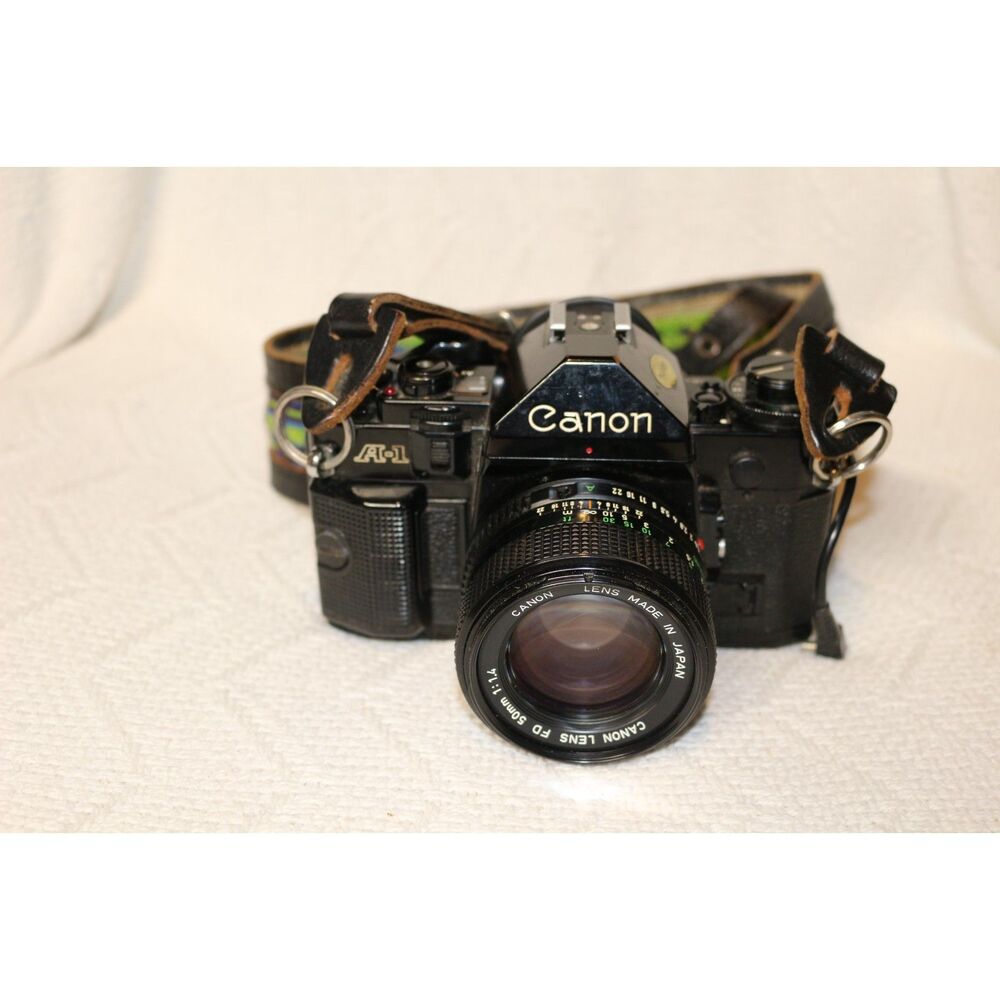 Canon A-1 SLR 35mm Film 50mm Lens From Japan With Battery (Tested)